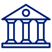 An illustration of the exterior of a bank.
