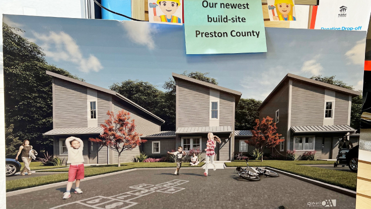 A photo representing a new home build. Kids play outside on the driveway.