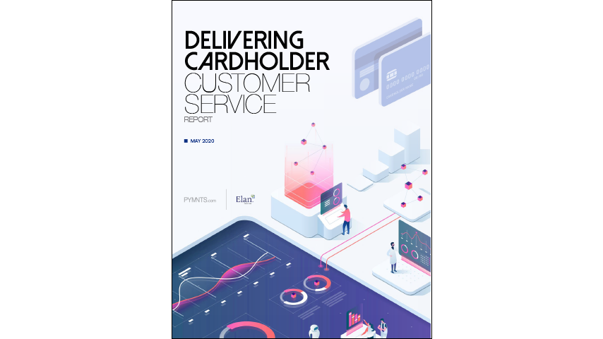 Various illustrations depicting technology development including computers, graphs and scales. Text reads "Delivering Cardholder Customer Service Report"