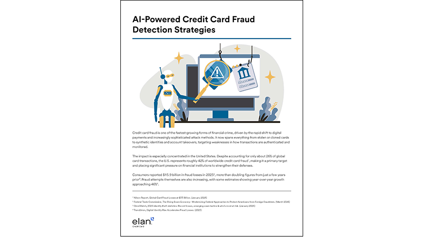 The cover of the whitepaper featuring a robot with a magnifying glass looking closely at credit cards